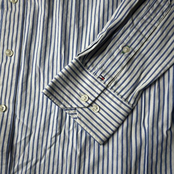 Tommy Hilfiger 16.5 34/35 Men’s Button Up Dress Shirt Seersucker White Blue Norm - Picture 3 of 11